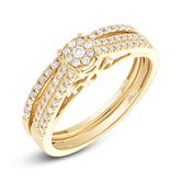 0.30ct 14k Yellow Gold Diamond Cluster Wedding Set